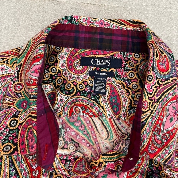 [2XL]CHAPS No-Iron Pink Paisley Button Shirt WMN - Picture 4 of 10